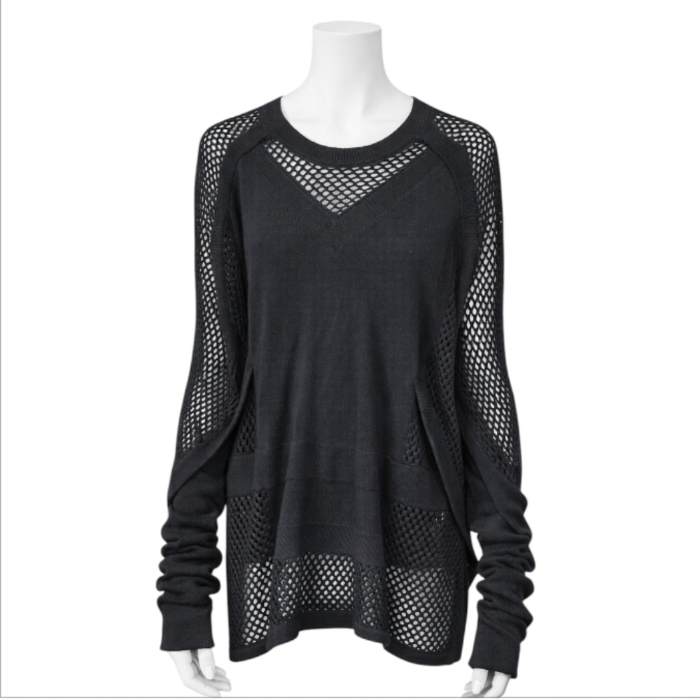 CRAIG GREEN | Black 100% Wool Open-Knit Elongated Sweater Size Large - Picture 1 of 6